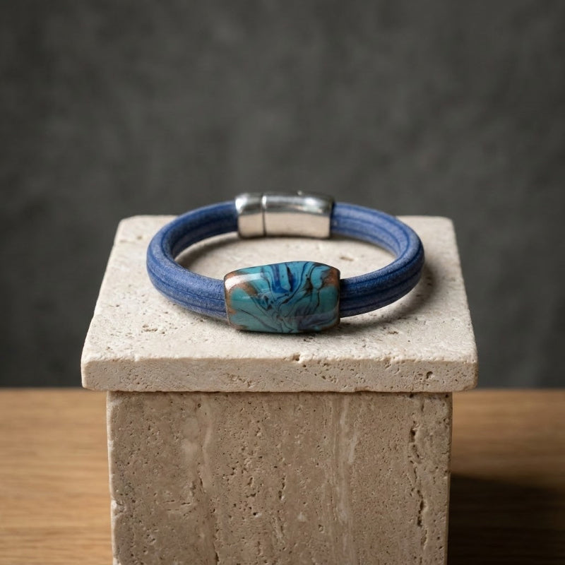 Blue Women's Regaliz Corduroy Rubber Bracelet