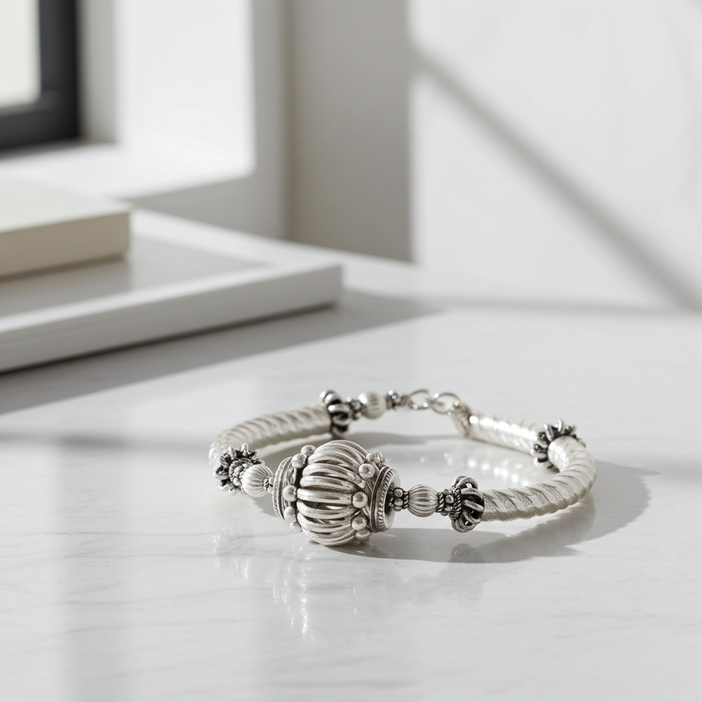 All Silver Bangle Bracelet