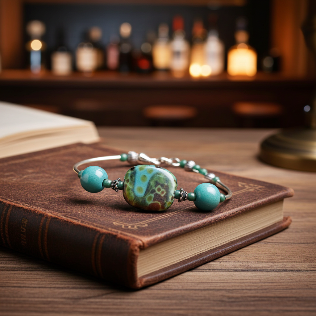 Kazuri Bracelet in African Sunset and Peacock
