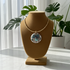 Handmade Turquoise Artisan Bead Big  Pendant on Gold Neck Wire