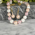 Pink Shell Pearl Necklace & Earrings