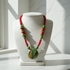 Red & Green Handmade Kazuri Bead Pendant Necklace