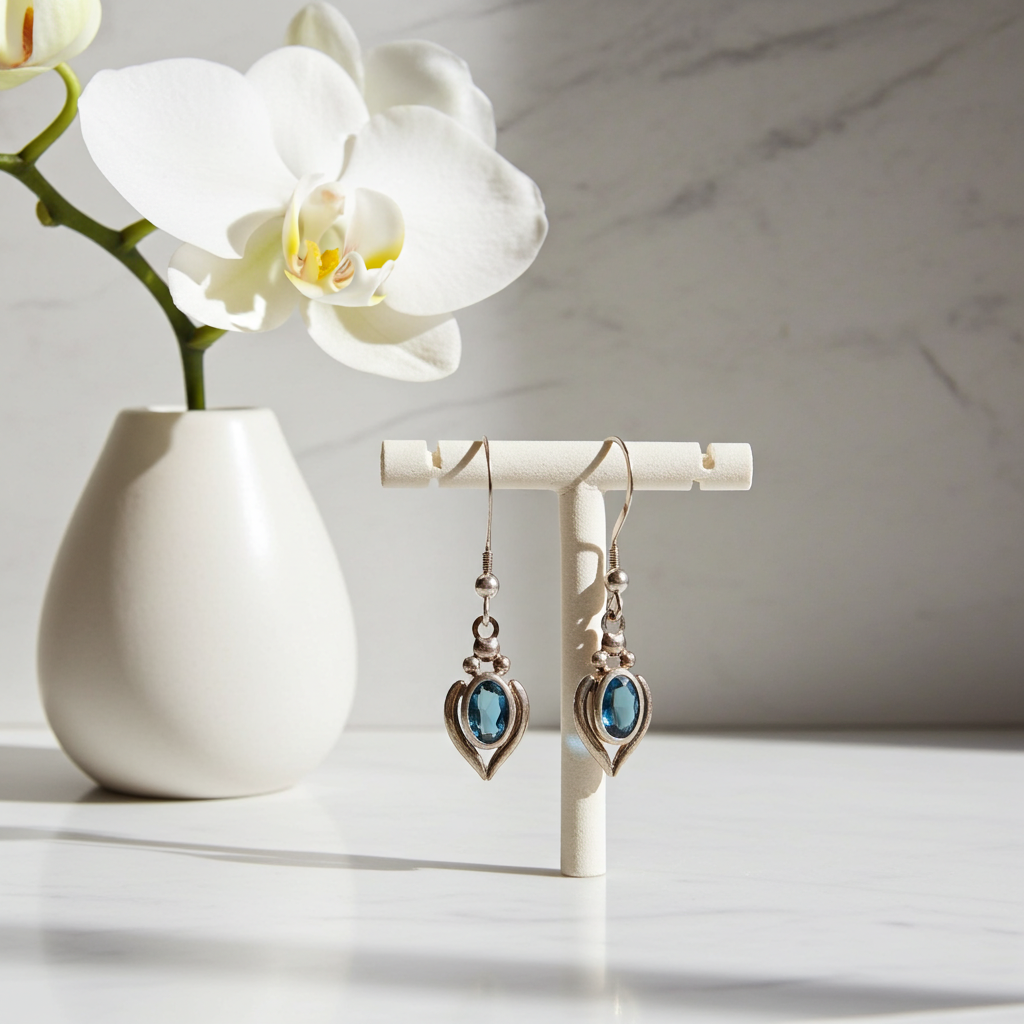 Elegant Blue Topaz Gemstone  Earrings