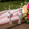 Pink Awareness Ribbon & Silver Earrings