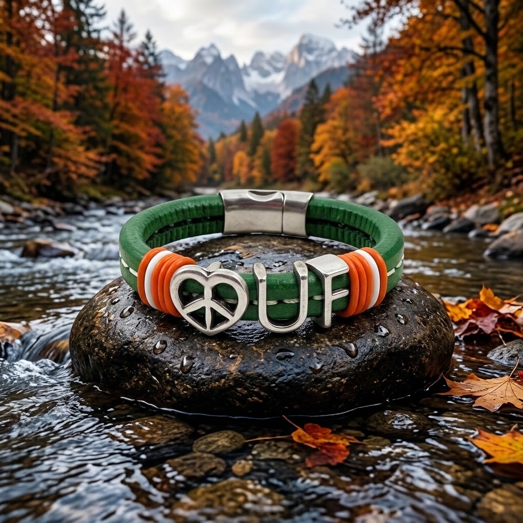 Florida Gator's Green and Orange Leather Bracelet