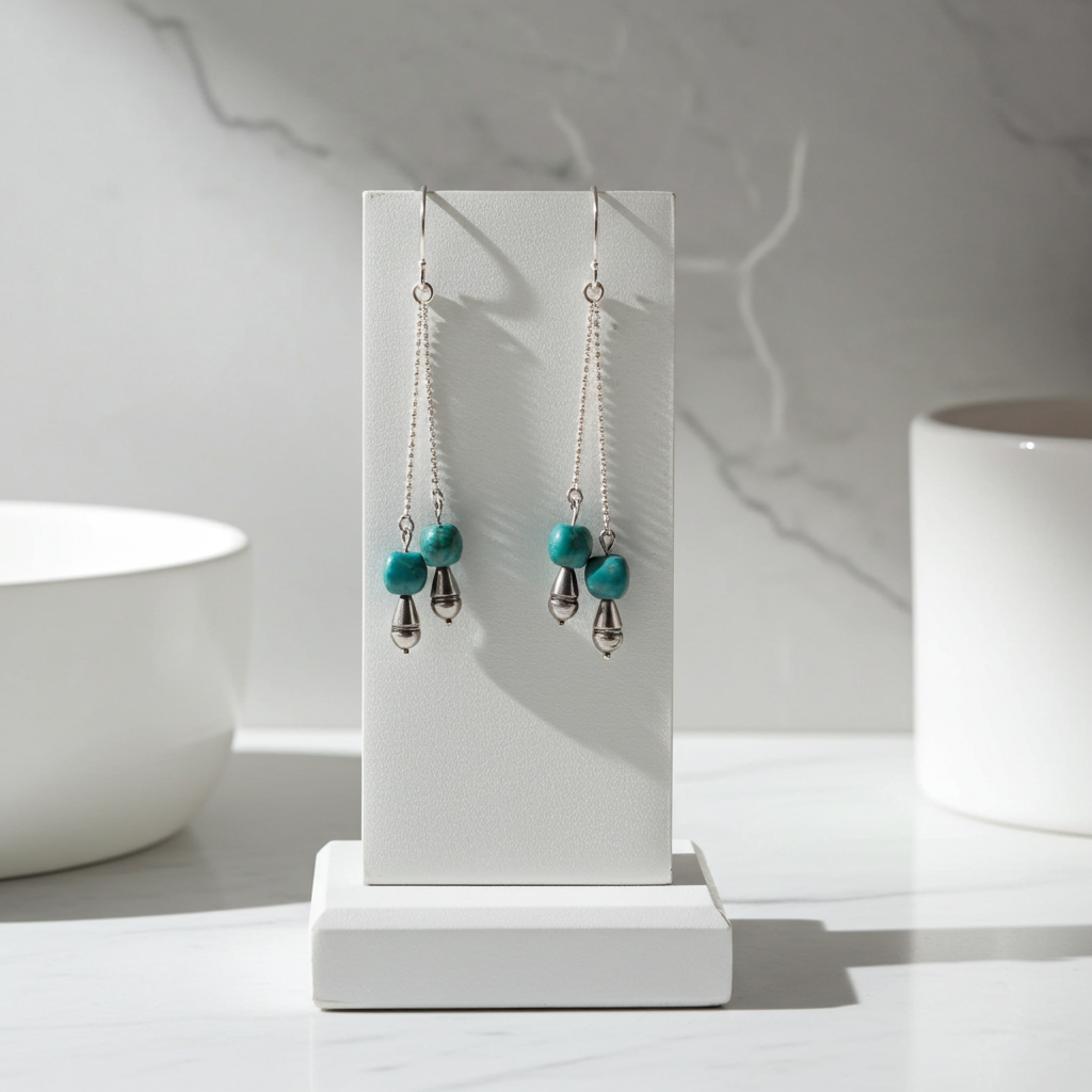 Silver Double Dangle Amazonite  Earrings
