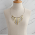 Double Gold & Silver Fan Pendant Necklace Trendy Style