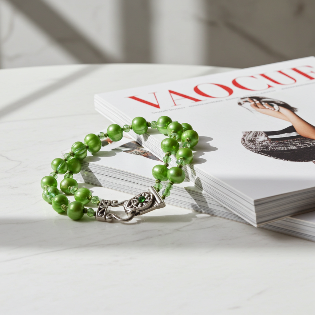 Green Pearl Double Strand Bracelet