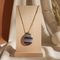 Stripe Brown Gemstone Pendant Necklace
