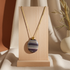 Stripe Brown Gemstone Pendant Necklace