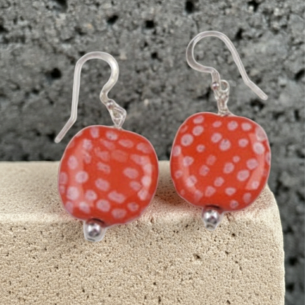Whimsical Fair Trade Kazuri Earring in Orange