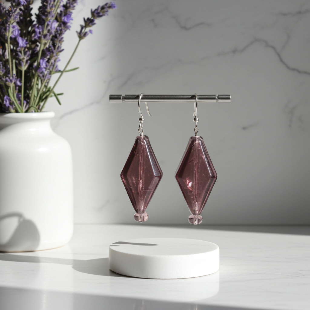 Handmade Amethyst Lampwork Earrings