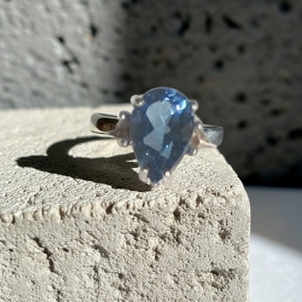 London Blue Pear Topaz Ring Size 7