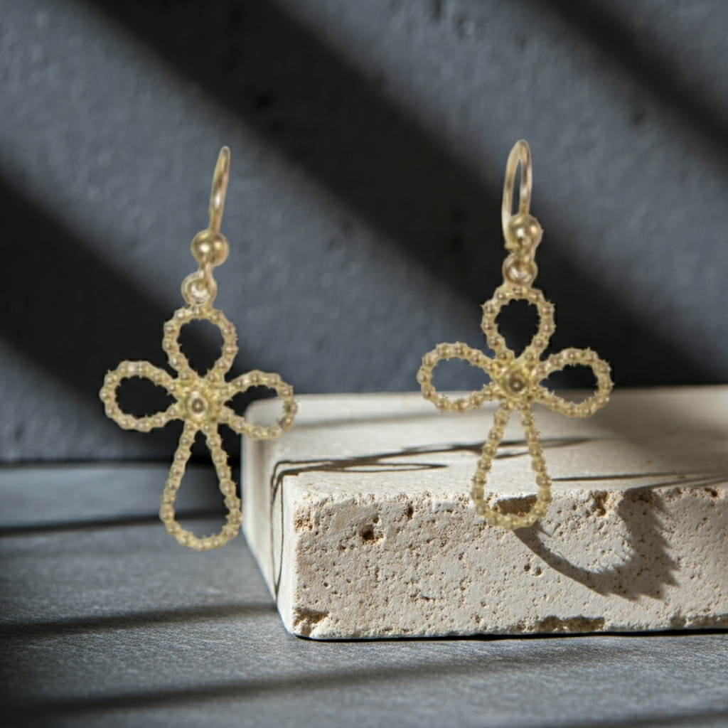 Elegant 14K Gold Filled Cross Dangle  Earrings