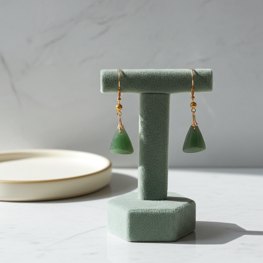 Mexican Jasper Gemstone & Gold Drop Earrings