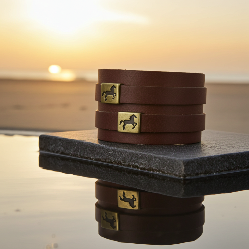 Brown Extra Wide Leather Cuff Bracelet Man's