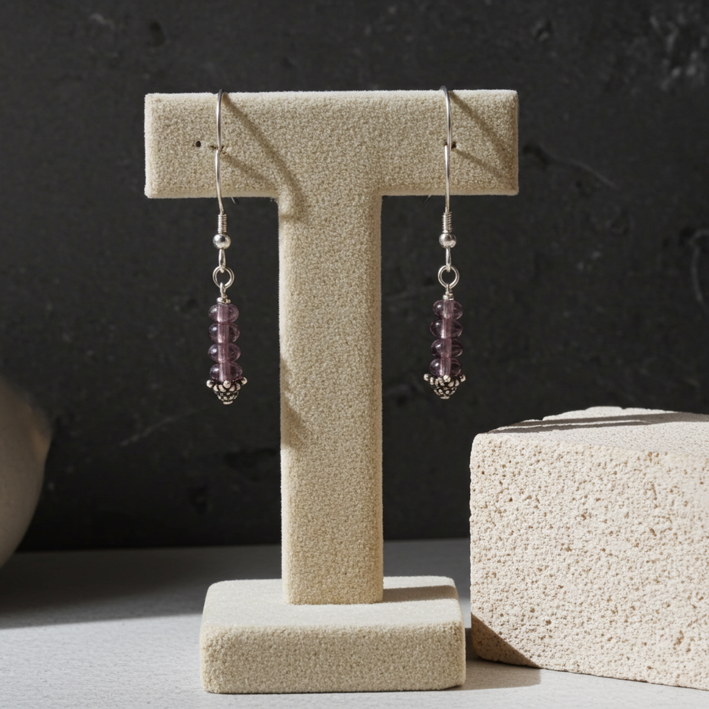 Frosted Amethyst Gemstone Earrings