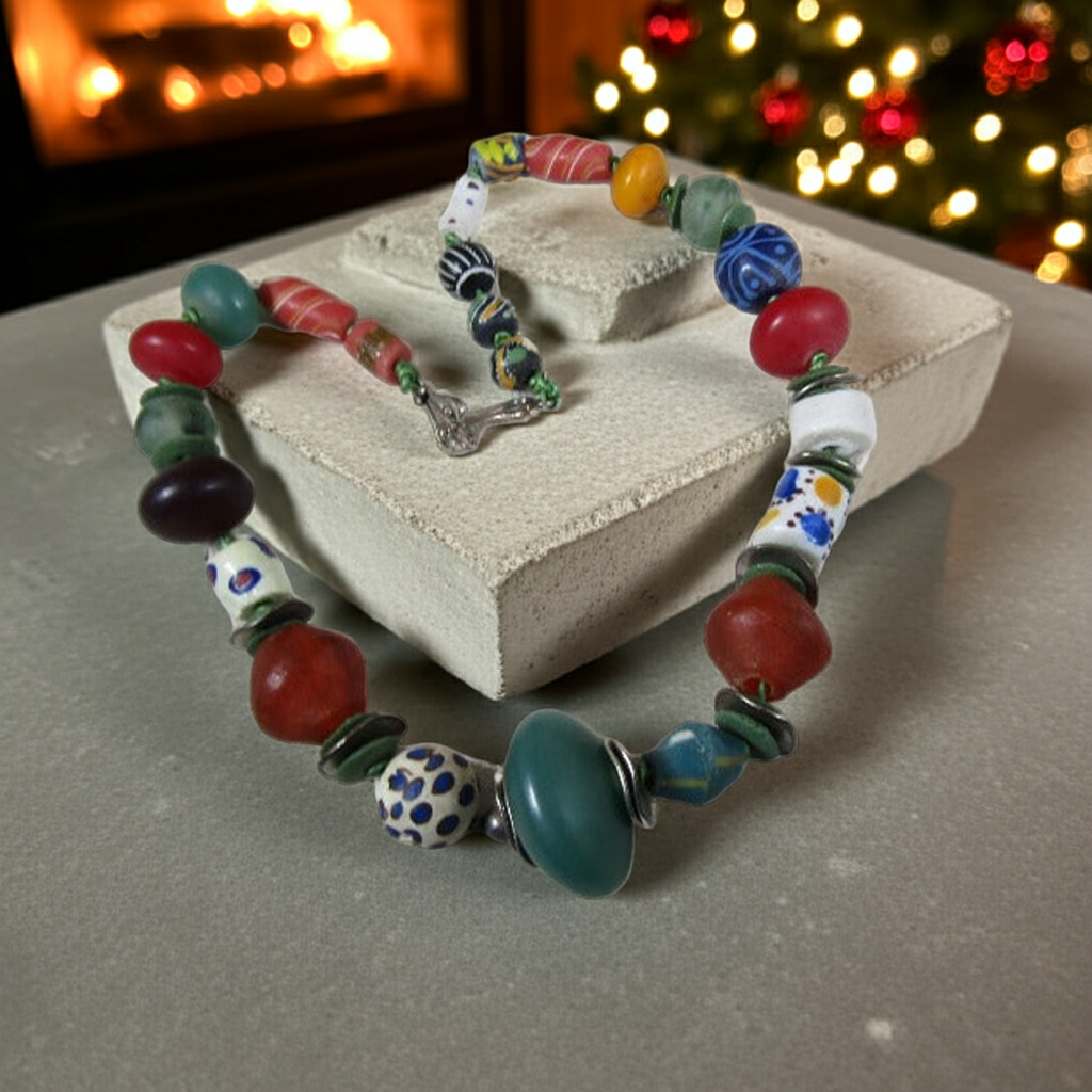 Big Bold African Trade Bead Necklace