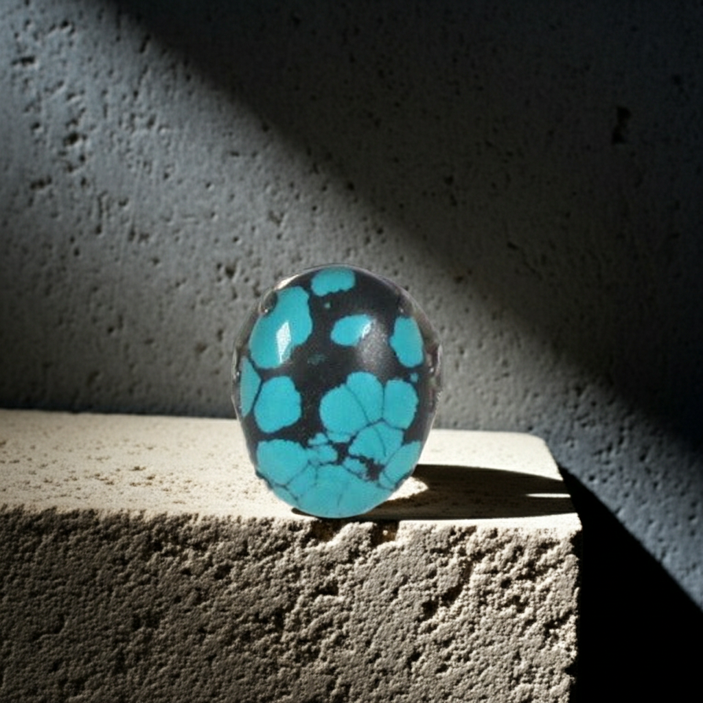 Man's Southwestern Turquoise  Silver Ring Size 11