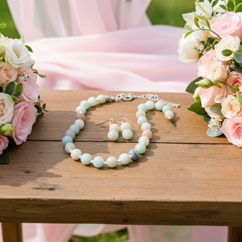 Amazonite Gemstone Necklace & Earrings