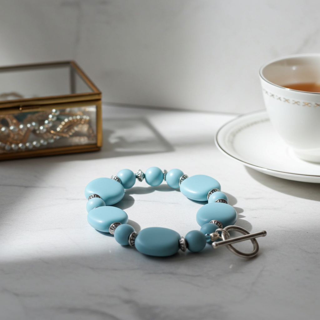 Aqua Fair Trade Kazuri Cuff Bracelet