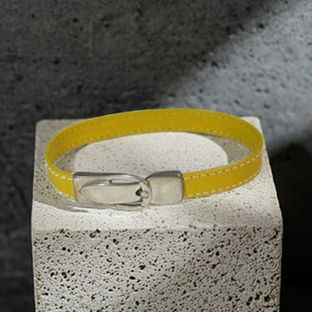 Man's Yellow Leather Bracelet