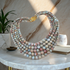 MUlti-Strand African Opal Gemstone Statement Necklace
