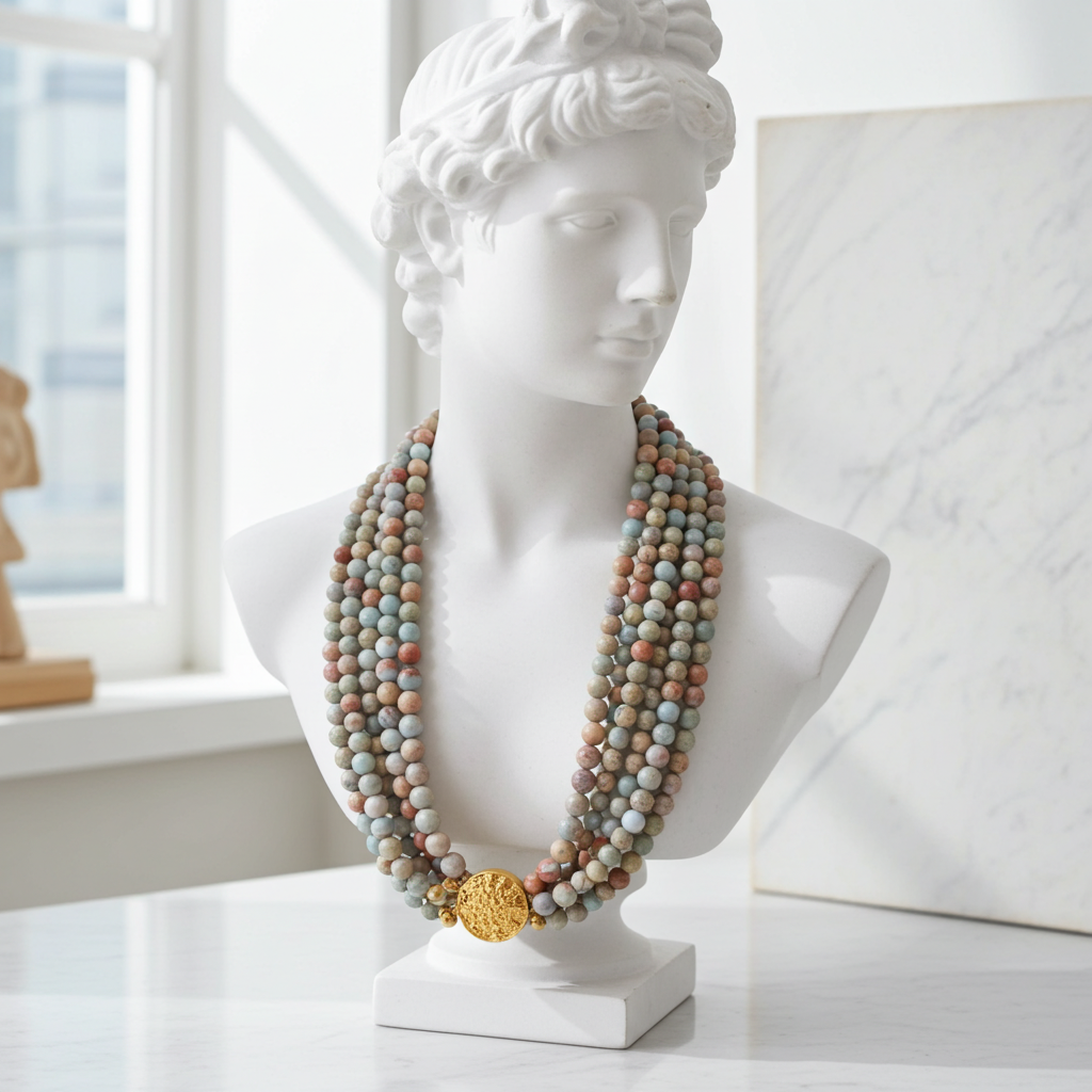 MUlti-Strand African Opal Gemstone Statement Necklace