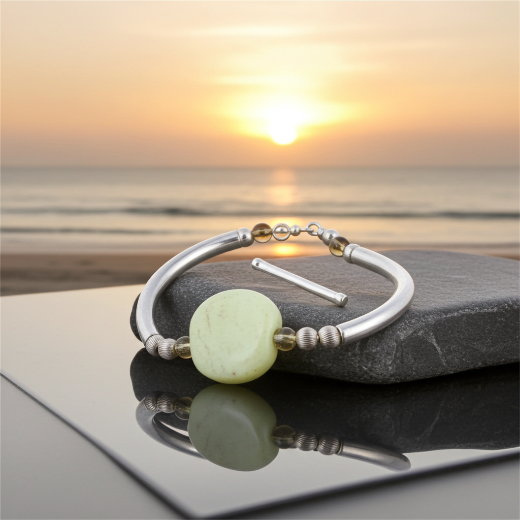 African Inspired Yellow Kazuri Bangle Bracelet - Fair Trade