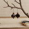 Brown Kazuri and Crystal Drop Earrings Fair Trade