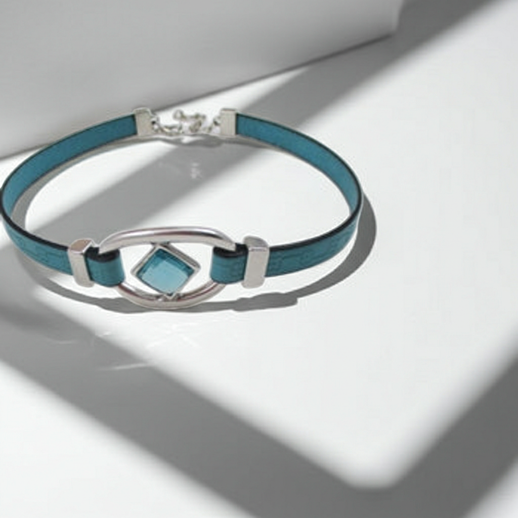 Designer Turquoise  Ribbon Leather Choker Necklace