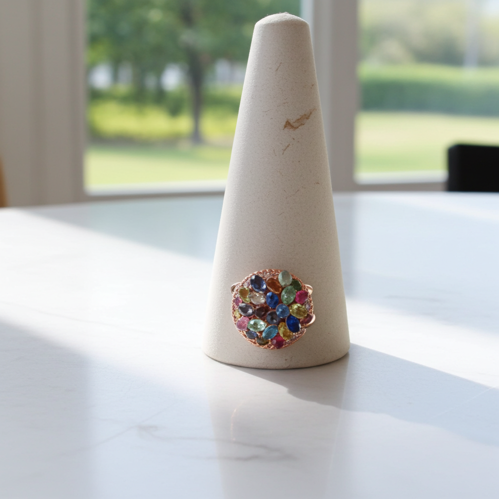 Multi-colored Crystal Fashion Rose Gold Ring  Adjustable
