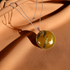 Golden Brown and Gold Fair Trade Kazuri Pendant On Rose Gold Chain