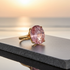 Pink Glory Cubic Zirconia  Gold Right Hand Ring Size 7