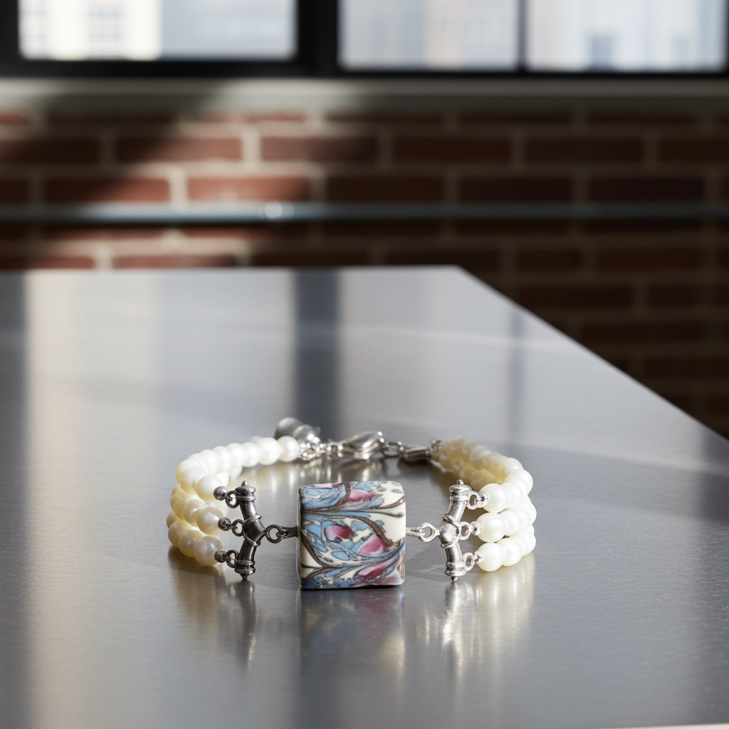 Mother of Pearl and Handmade Venetian Glass Bracelet