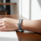 Lght Blue Awareness Leather Cord Bracelet Wishbone Design