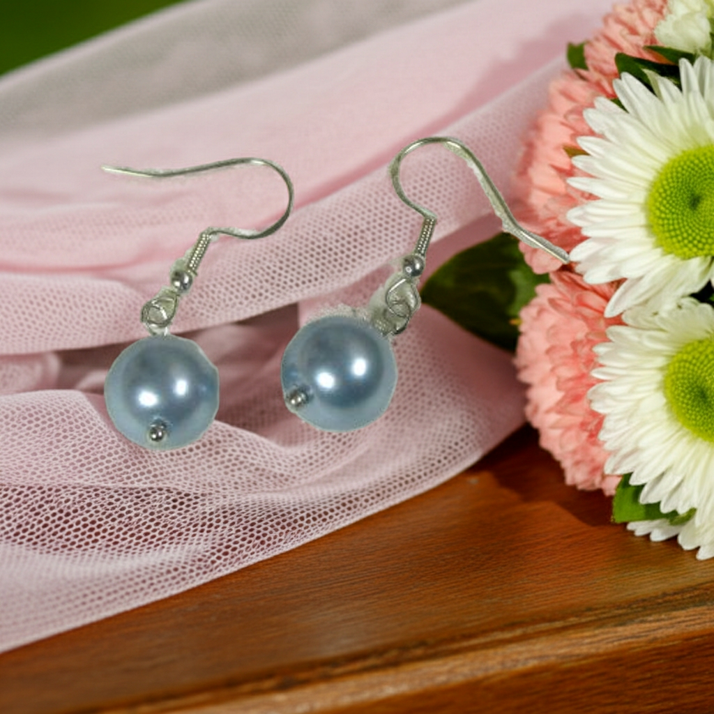 Classic Drop Blue Pearl Earrings