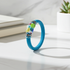 Turquoise Leather Bracelet with a Multi-colored Handmade Accent