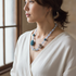 Unique Bead Necklace in Chalodony and Blue Seed Beads