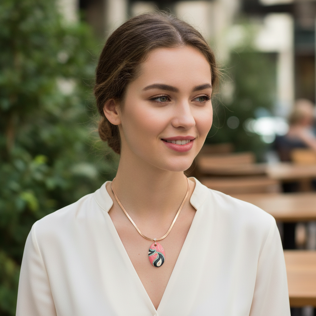 Pink & Black Artisan Handmade Pendant Necklace