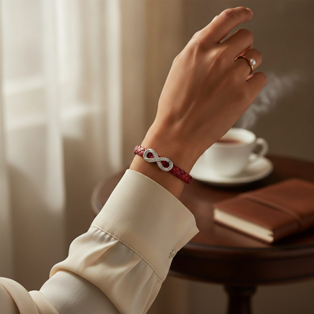 Red Leather Bracelet with Infinity Love Knot