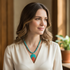 Turquoise Leaf Pendant on Turquoise  Necklace