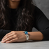Spoon Cuff Bangle Bracelet with Blue Handmade Artisan Bead