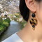 Honey and Gold Kazuri Bead Earrings with Onyx Accents