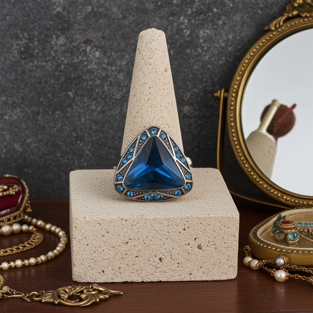 Blue Fashion Rhinestone Ring Size 8