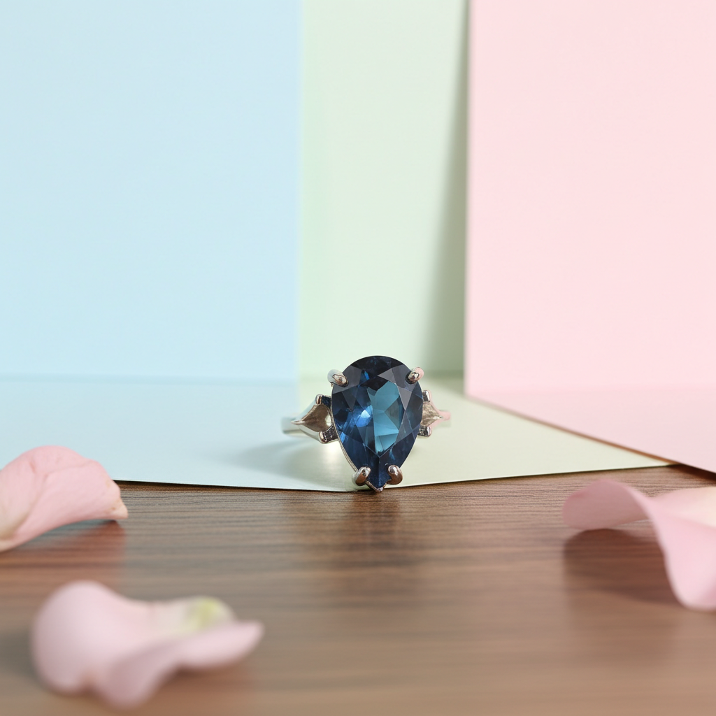 London Blue Pear Topaz Ring Size 7