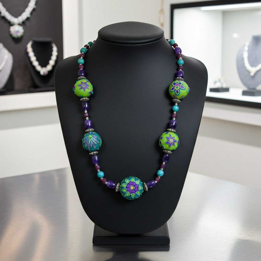 Aqua Handmade Fair Trade Beaded Necklace One-of-a-kind