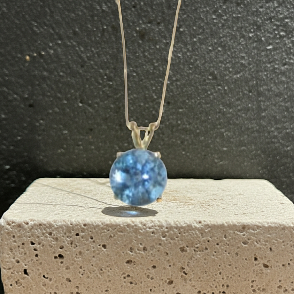 Gemstone Pendant Necklace London Blue Topaz on Gold Chain
