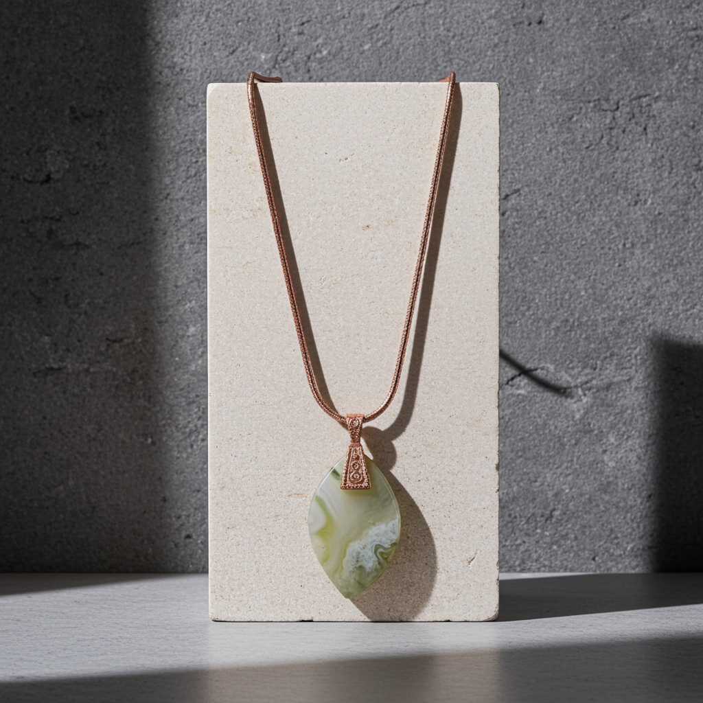 Jasper Pendant on Copper Chain Necklace