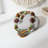 Handmade Chunky Kazuri Necklace Green & Brown Kazuri Beads